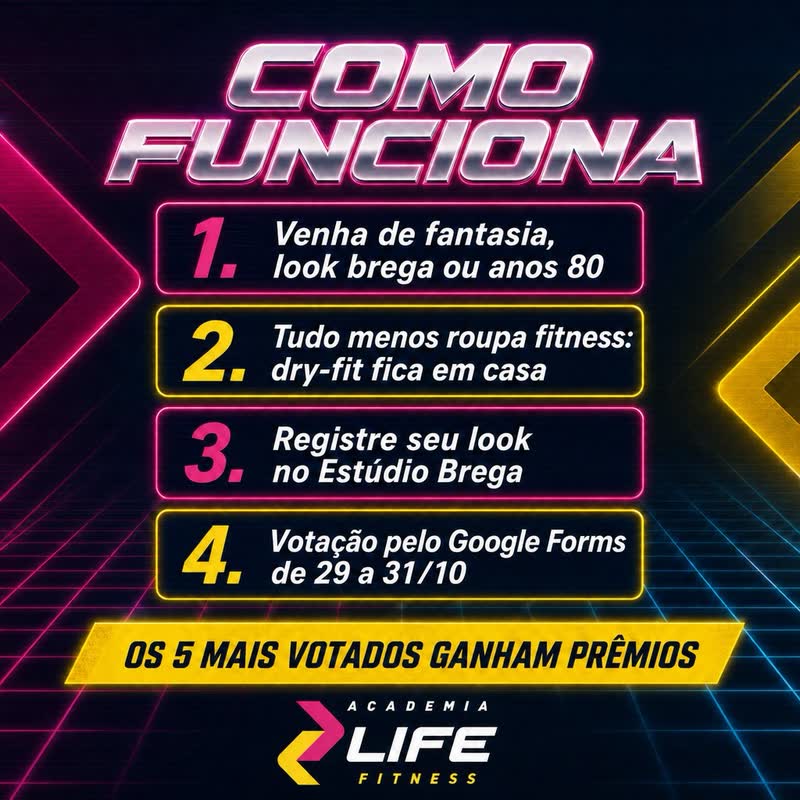 Cartaz: como funciona o Tudo Menos Roupa Fitness